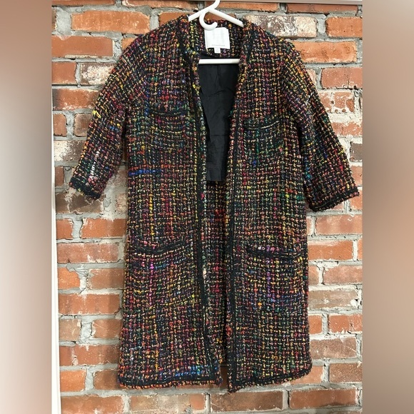 Anthropologie Ett Twa Multicolor Tweed Women's Coat Size XS - Picture 6 of 16
